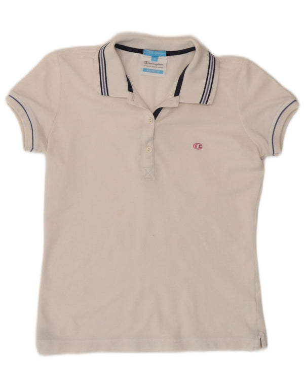 Tricou polo Champion pentru femei Heritage Fit UK 10 mic cu dungi albe