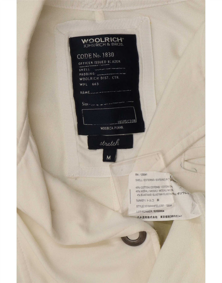 Sacou Woolrich pentru femei, cu 3 nasturi, UK 12, bumbac alb, mediu