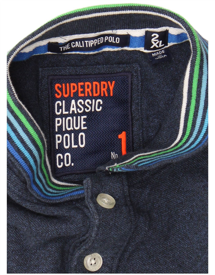 SUPERDRY tricou polo cu grafică pentru bărbați 2XL bleumarin