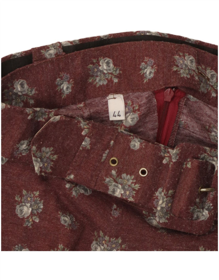 Fusta evazată pentru femei Vintage IT 44 Medium W30 Burgundy Floral