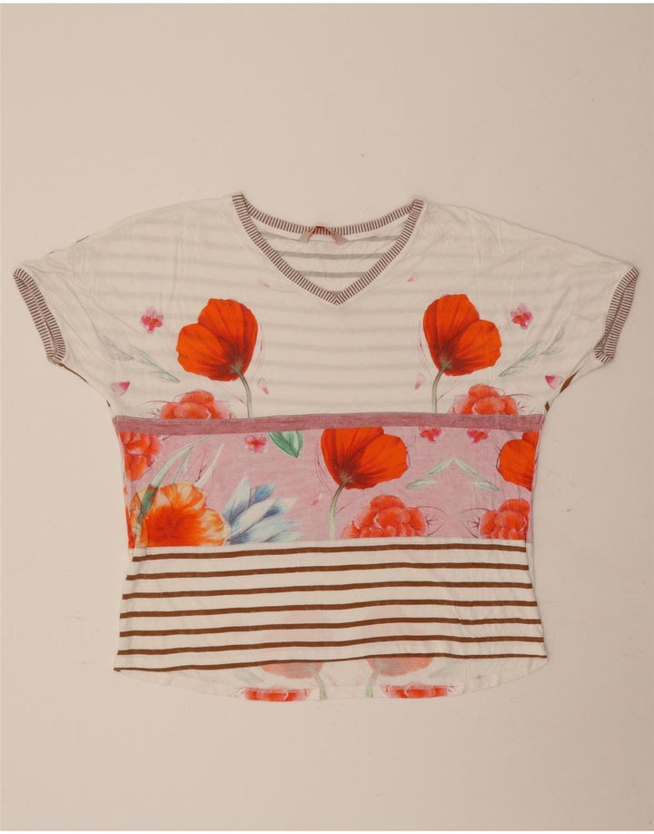 Desigual Tricou pentru femei Top UK 16 Large Off White Floral