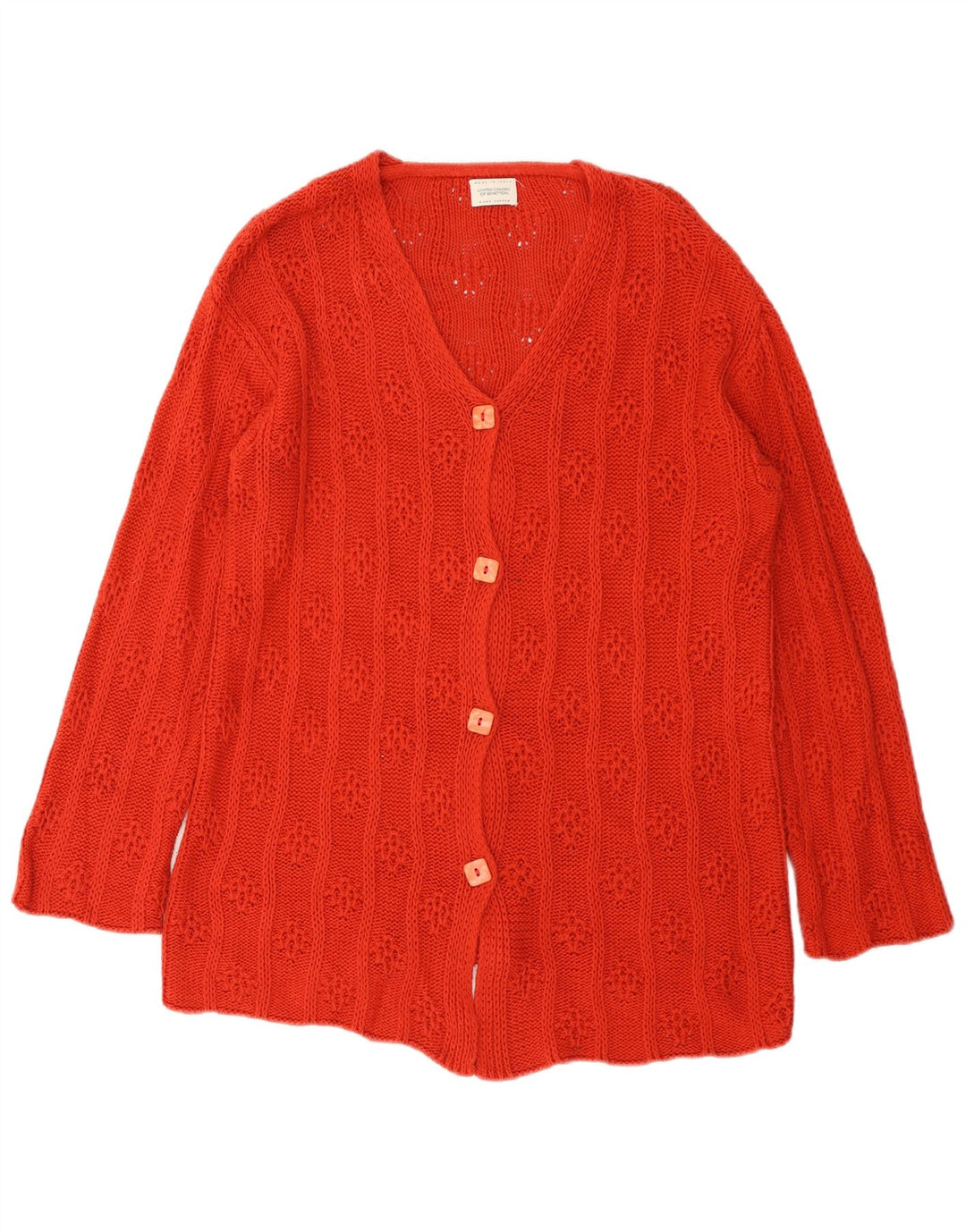 Pulover cardigan supradimensionat pentru femei Benetton UK 10 Bumbac roșu mic