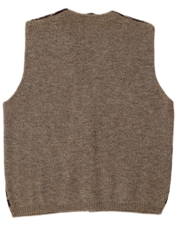 Pulover cardigan vintage fără mâneci pentru bărbați IT 54 XL gri Fair Isle Mohair