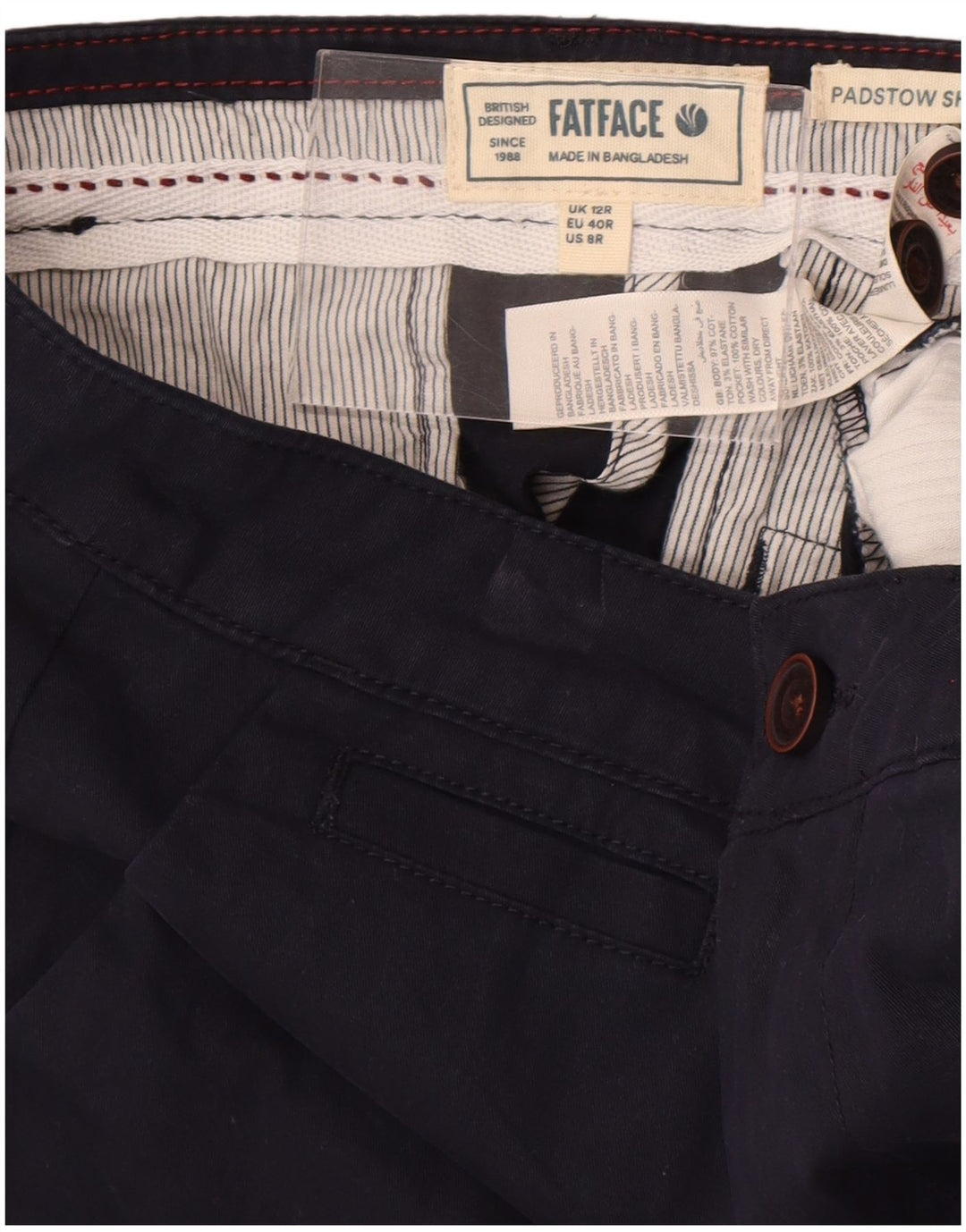 Pantaloni scurți chino pentru femei Fat Face UK 12 Medium W34 Bumbac bleumarin