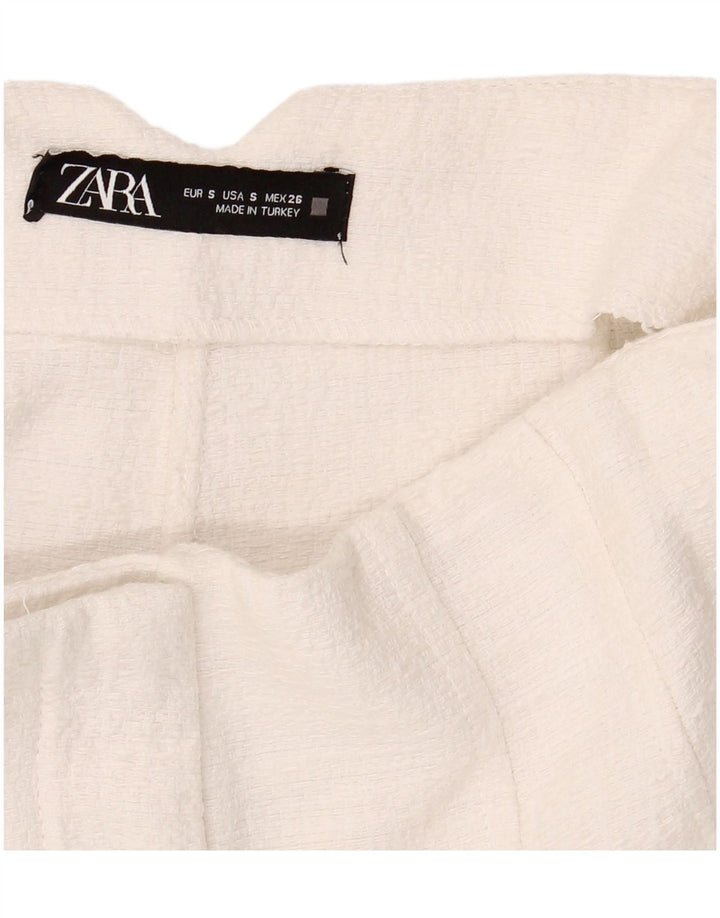 Pantaloni caldi pentru femei cu talie înaltă Zara Mici W26 Albi