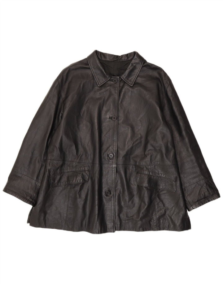 Geacă de piele vintage pentru femei IT 56 3XL din piele neagră