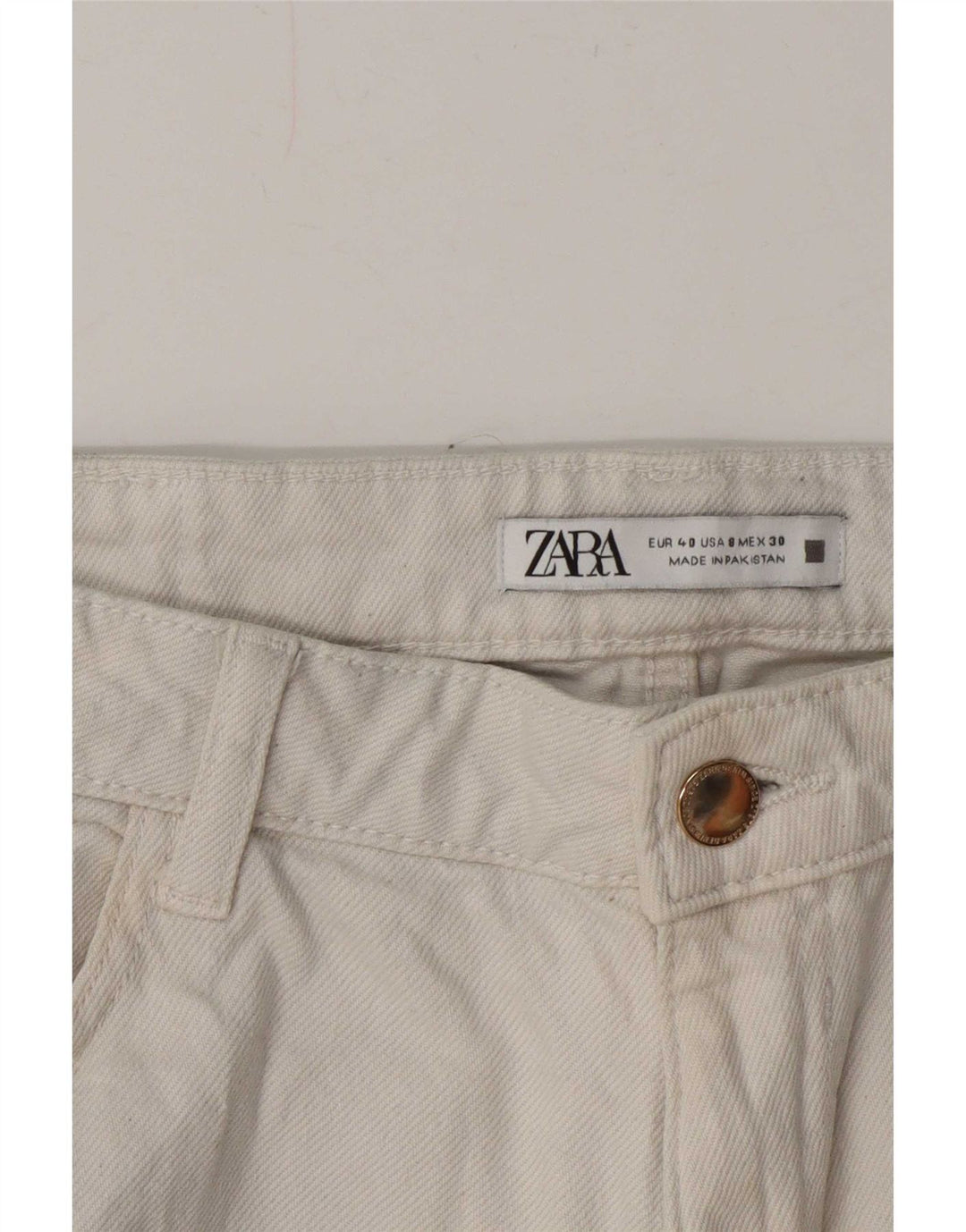 Blugi drepți pentru damă Zara EU 40 Medium W30 L26 alb