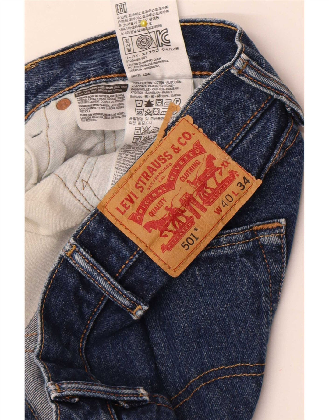 Blugi drepti pentru bărbați Levi's 501 W40 L31 Bumbac albastru