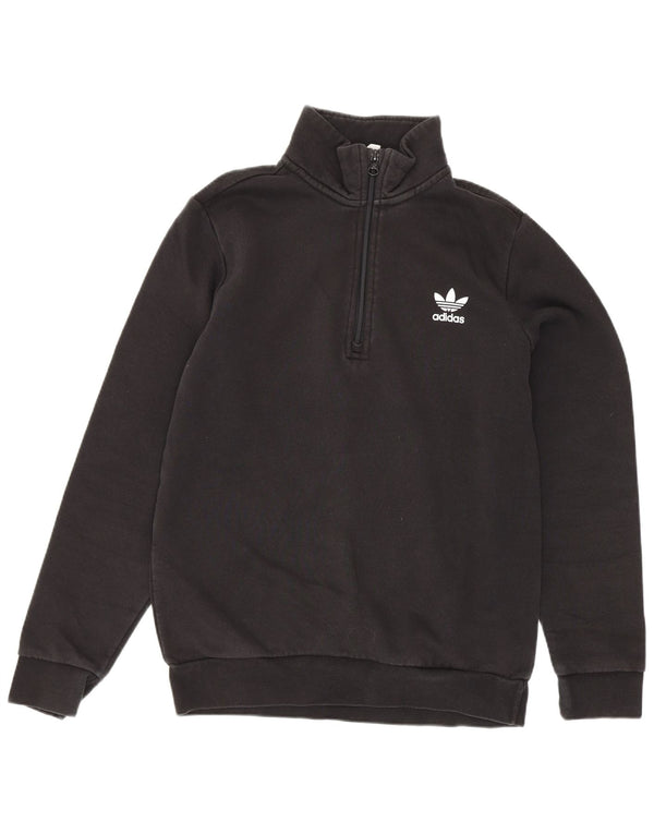 Hanorac Adidas pentru băieți, cu fermoar, 13-14 ani, bumbac negru