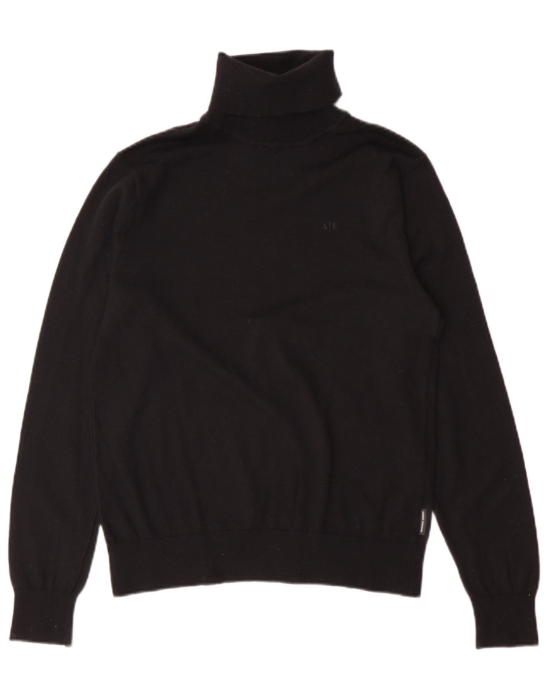 Pulover pentru bărbați Armani Exchange cu gât rulat din lână virgină mică, neagră