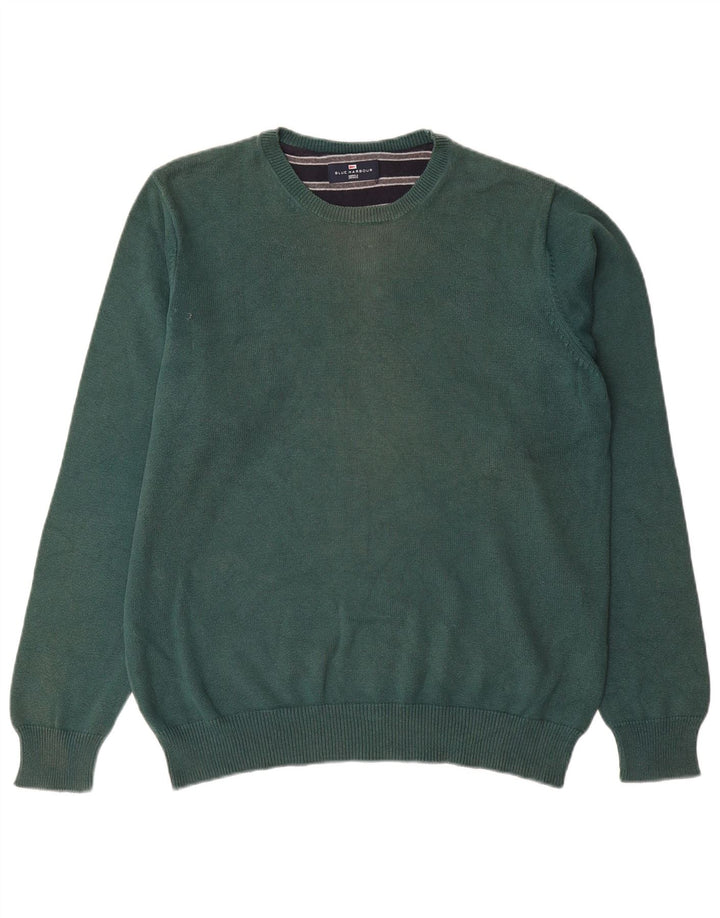 Pulover pentru bărbați Marks & Spencer, Blue Harbour, cu gât crew, verde mediu