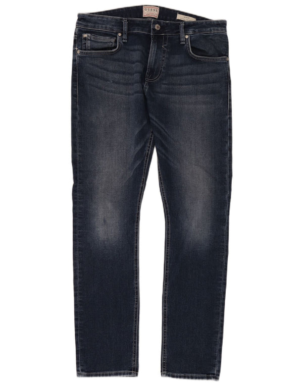 Blugi Guess Miami Super Skinny pentru bărbați W34 L32, bumbac bleumarin