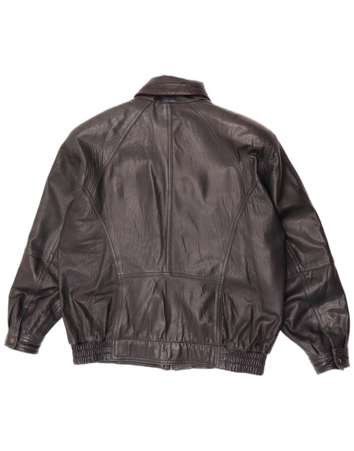 Jachetă din piele vintage pentru bărbați EU 52 XL din piele bleumarin
