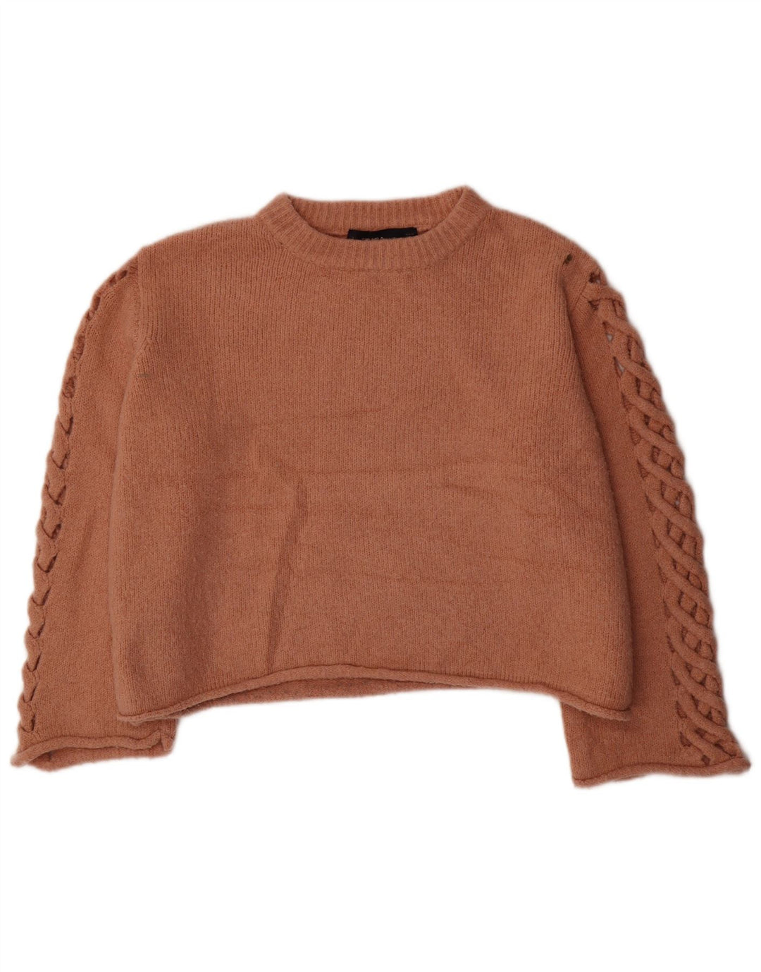 Pulover de damă Zara Crop Oversized Crew Deck Pulover UK 14 Maro Mediu