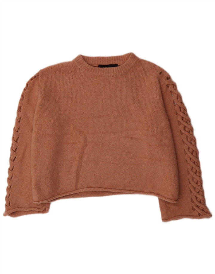 Pulover de damă Zara Crop Oversized Crew Deck Pulover UK 14 Maro Mediu