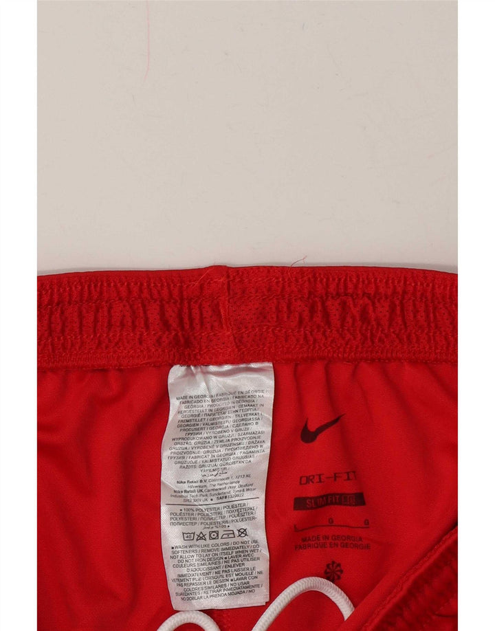Pantaloni scurți sport subțiri Nike Dri Fit pentru bărbați, poliester roșu mare