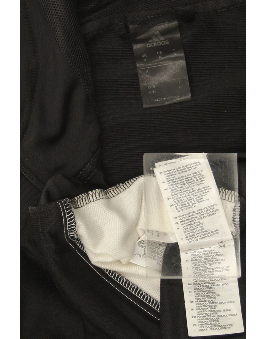 ADIDAS Mens Zip Hoodie Sweater Medium Black Colourblock Polyester Vintage Adidas and Second-Hand Adidas from Messina Hembry 