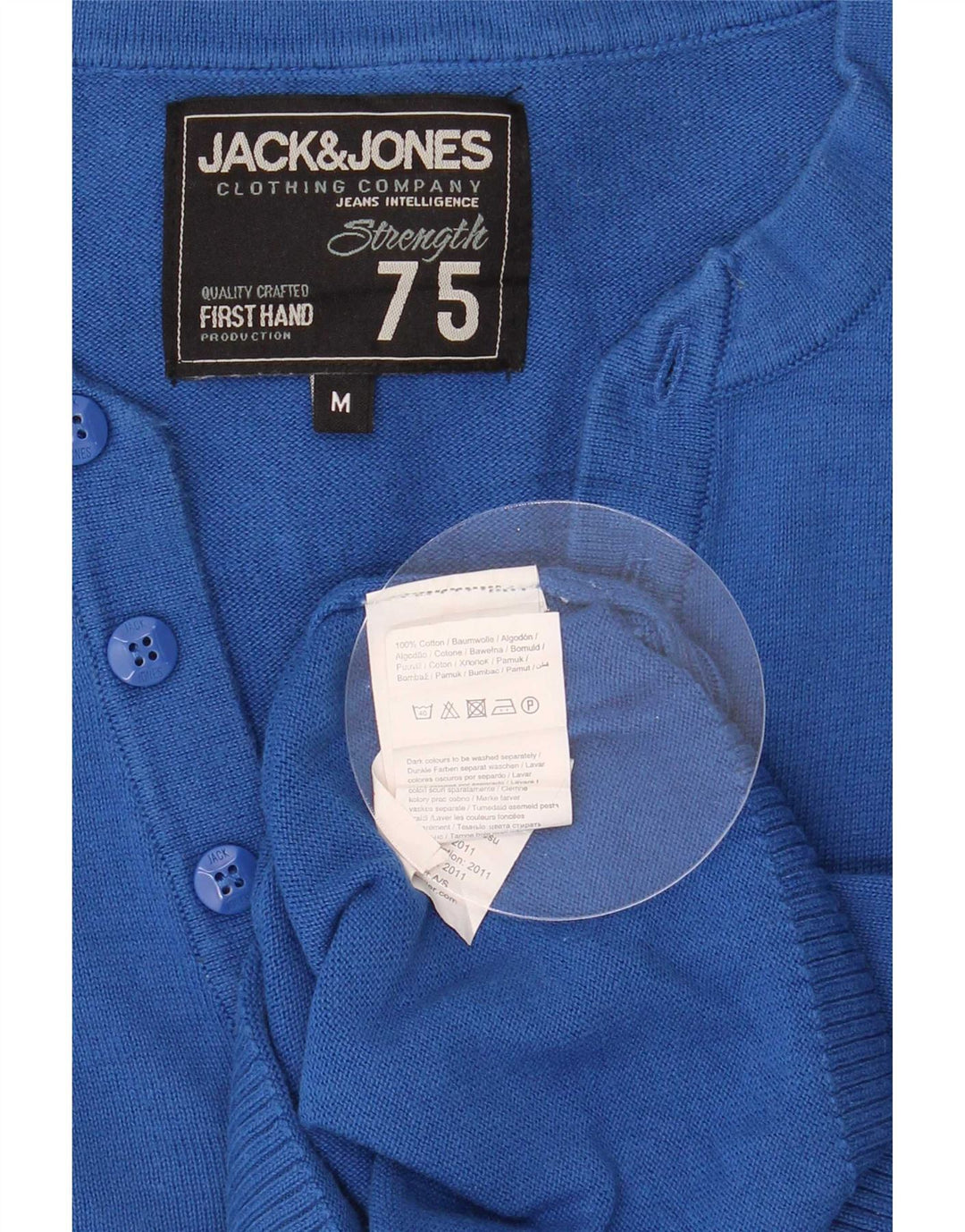 Jack & Jones Pulover cu decolteu în V pentru bărbați, bumbac albastru mediu