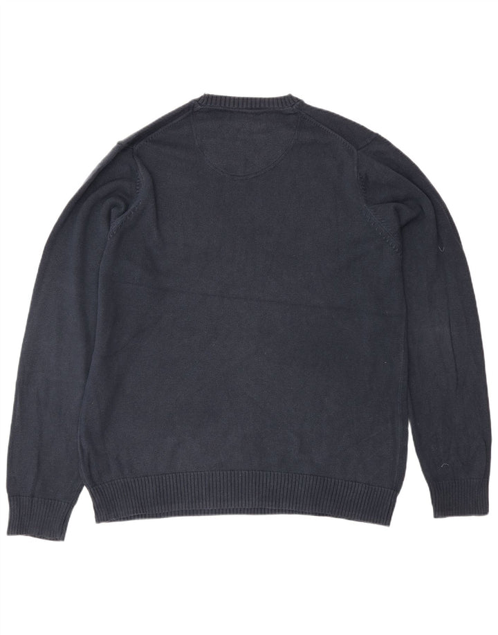 Pulover pentru bărbați Marks & Spencer cu gât crew pulover mediu din bumbac bleumarin