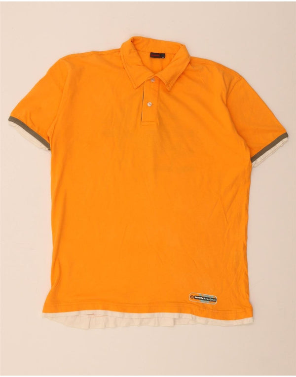 Tricou polo grafic pentru bărbați Invicta XL, bumbac color-bloch, portocaliu
