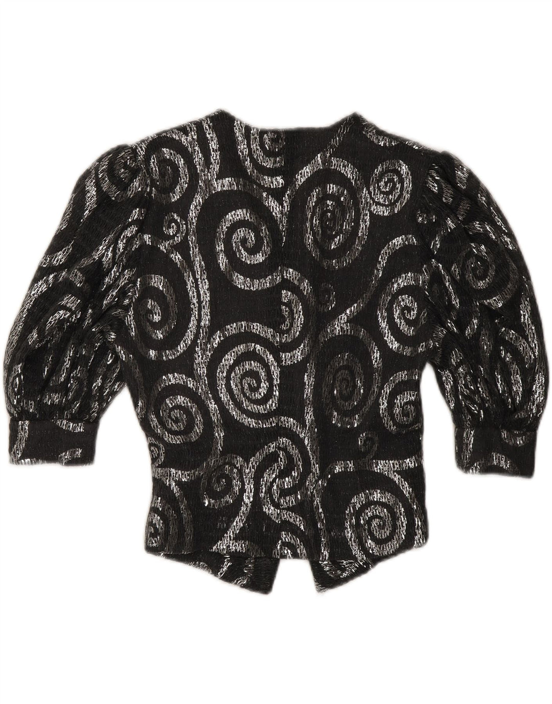 Jachetă pentru femei VINTAGE cu mâneci 3/4 UK 12 Medium Gri Paisley