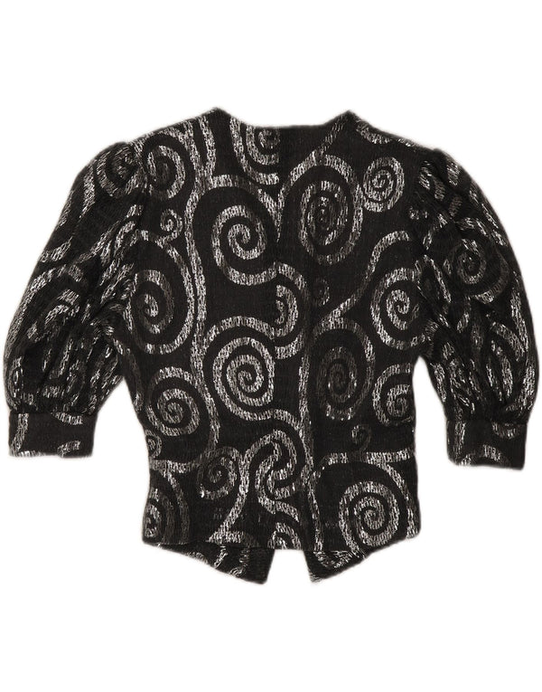 Jachetă pentru femei VINTAGE cu mâneci 3/4 UK 12 Medium Gri Paisley