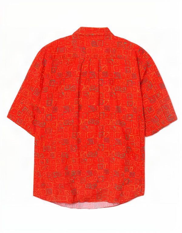 Globe Trotter Mens Short Sleeve Shirt Size 39/40 Medium Red Geometric