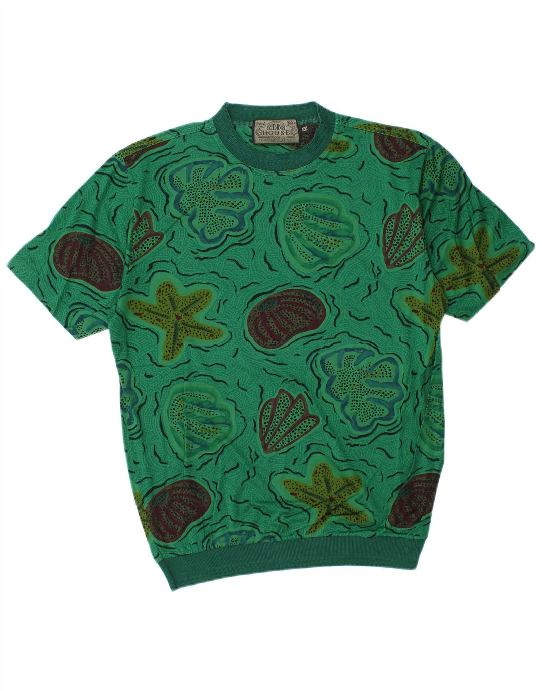 Tricou VINTAGE pentru bărbați cu model abstract Top mic din bumbac verde