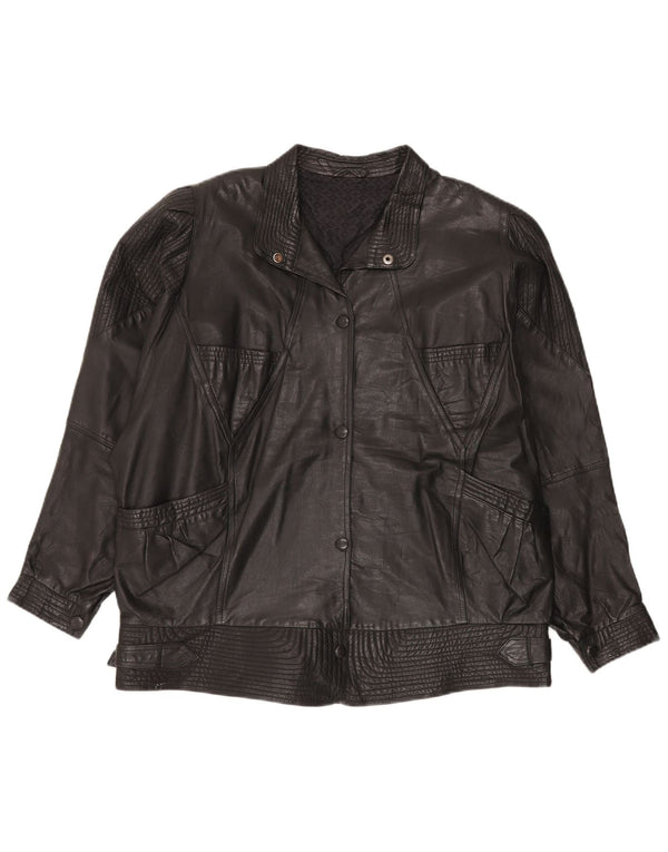 Jachetă de piele supradimensionată pentru femei VINTAGE UK 20 2XL Negru