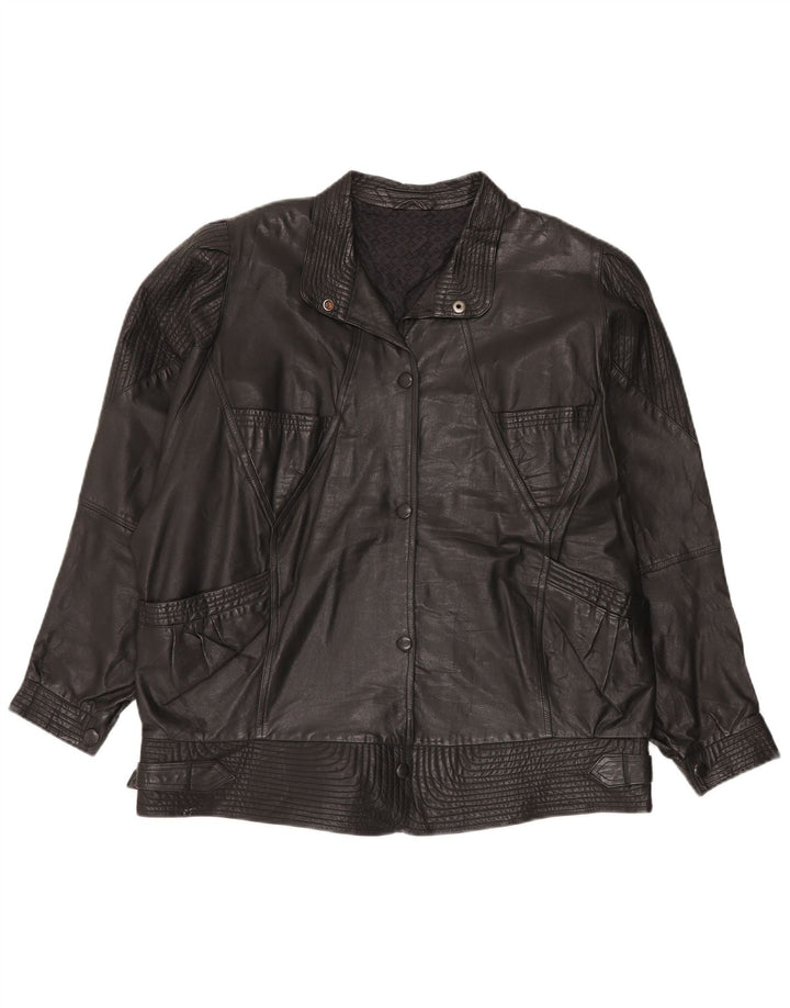 Jachetă de piele supradimensionată pentru femei VINTAGE UK 20 2XL Negru