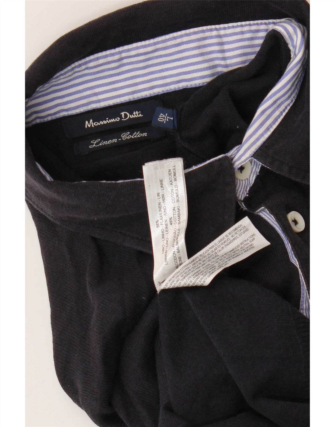 Massimo Dutti Pulover cu gât polo pentru bărbați, mare, in bleumarin
