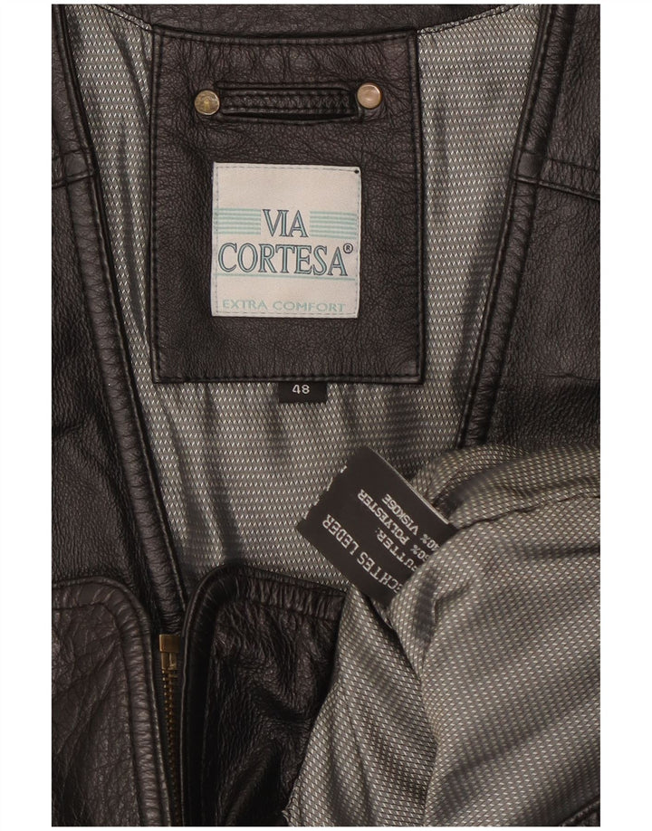 Gilet din piele pentru bărbați Via Cortesa IT 48 Medium Black Leather