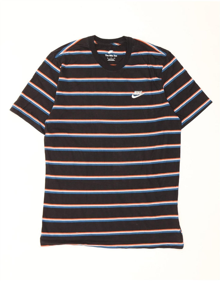 Tricou pentru bărbați Nike Top mediu negru, bumbac cu dungi