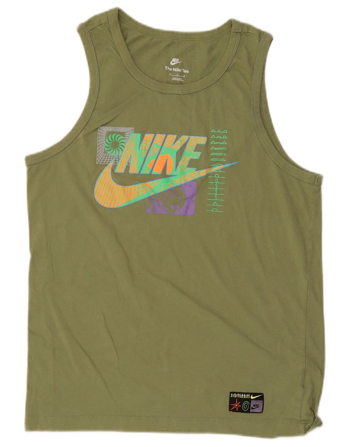 Tricou grafic Nike pentru bărbați Top din bumbac verde mediu