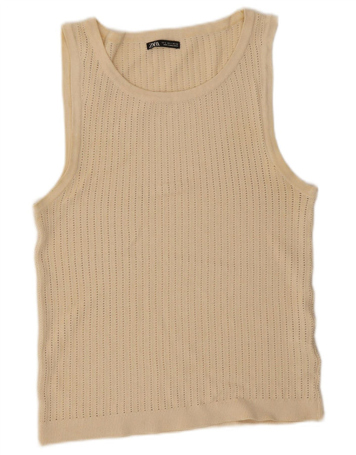 Vest Vest Top Femei Zara UK 14 Mare Bej Viscoză