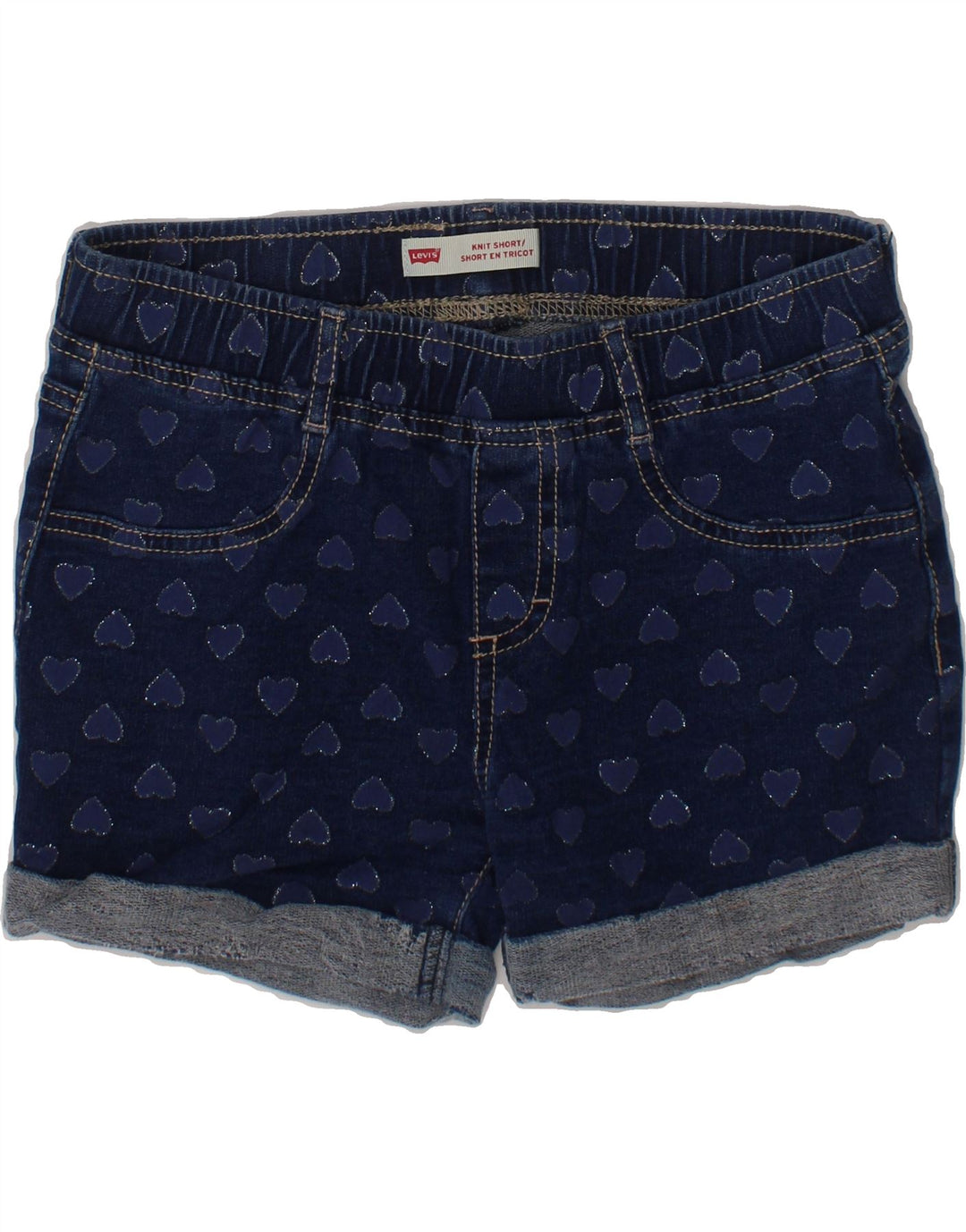 LEVI'S Girls Abstract Pattern Casual Shorts 11-12 Years W26  Navy Blue Vintage Levi's and Second-Hand Levi's from Messina Hembry 