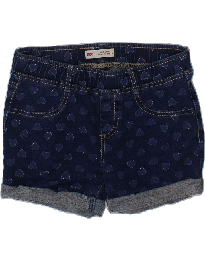 LEVI'S Girls Abstract Pattern Casual Shorts 11-12 Years W26  Navy Blue Vintage Levi's and Second-Hand Levi's from Messina Hembry 