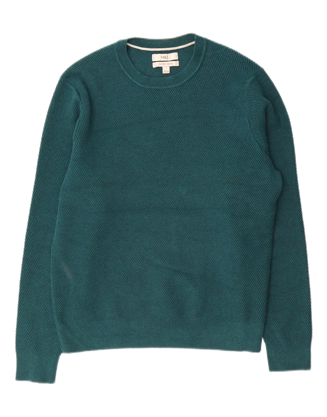 Pulover pentru bărbați Marks & Spencer cu gât crew pulover mic, verde, bumbac