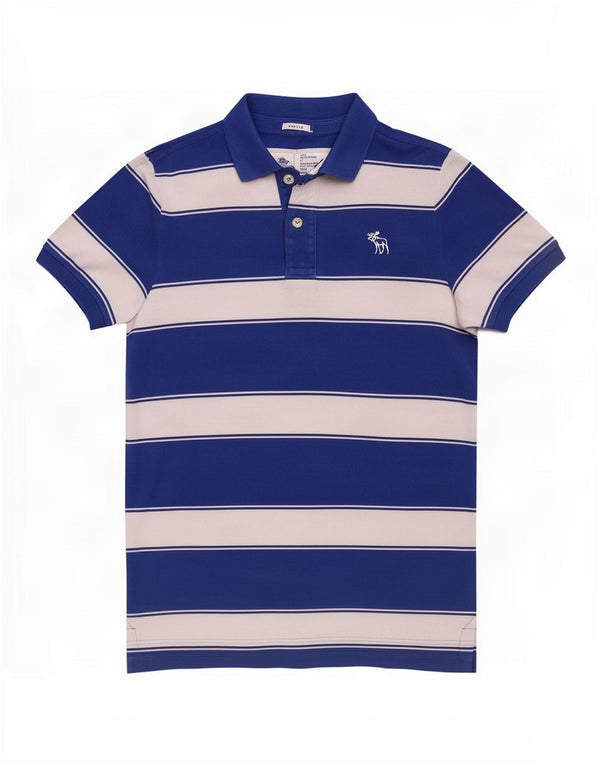 Cămașă polo Abercrombie & Fitch pentru bărbați, XL, bumbac cu dungi albastre