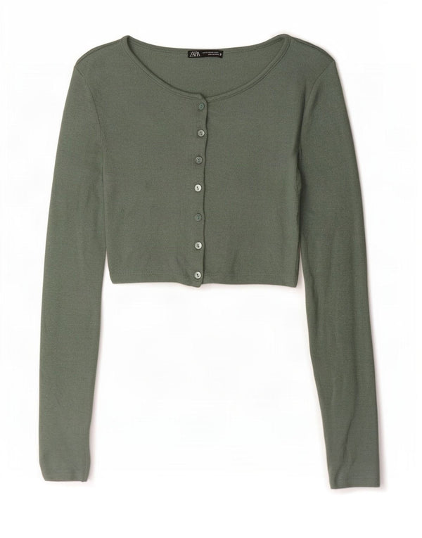 Top cardigan pentru femei Zara UK 6 XS Verde