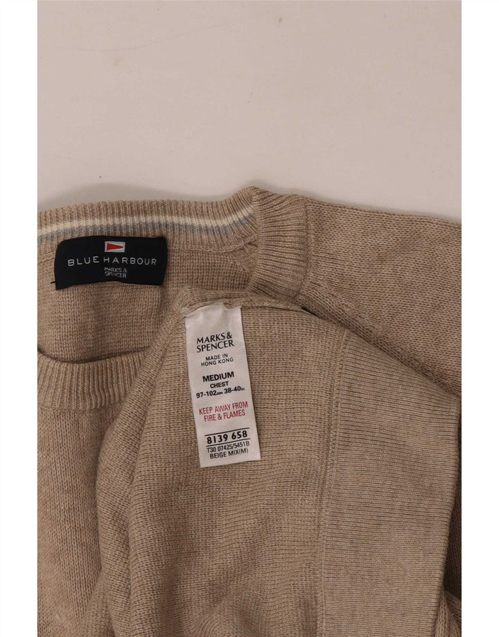 Pulover Marks & Spencer pentru bărbați, Blue Harbour, cu gât crew, bej mediu