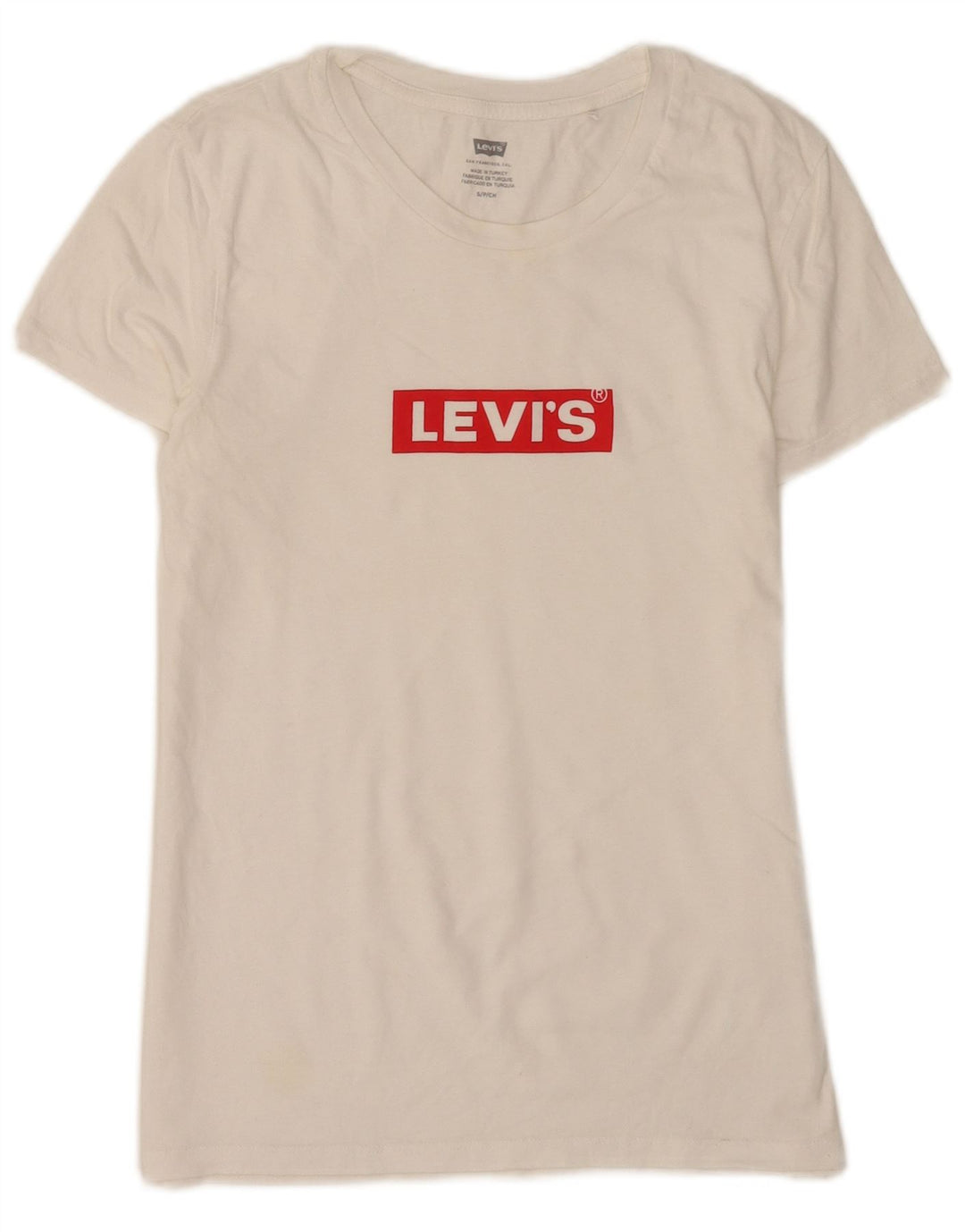 Tricou cu grafic Levi's pentru femei Top UK 8 Small Bumbac alb
