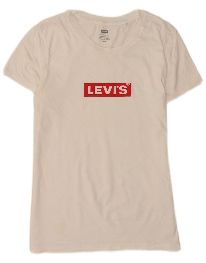 Tricou cu grafic Levi's pentru femei Top UK 8 Small Bumbac alb