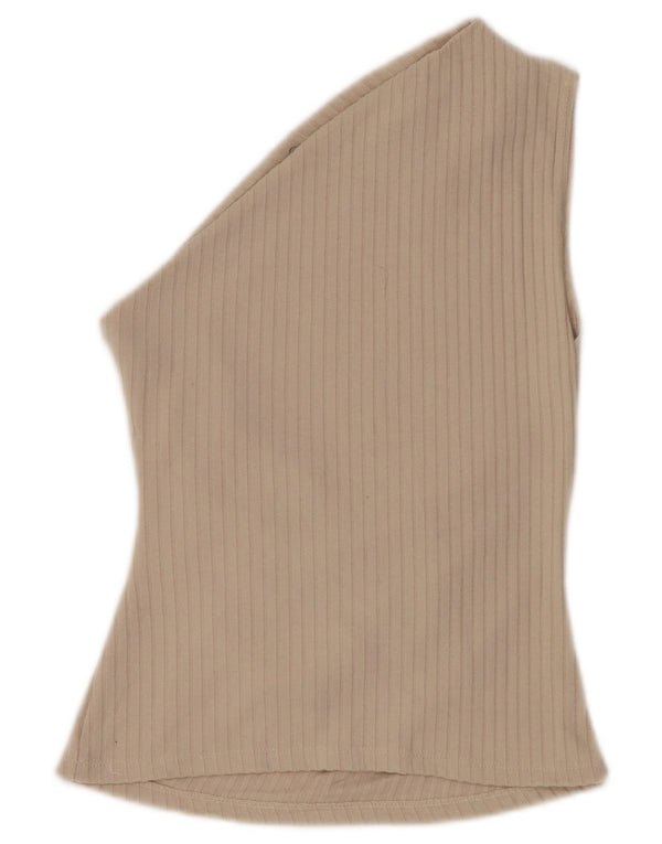 Top cu un umăr pentru femei Zara UK 8 Small Bej Poliester