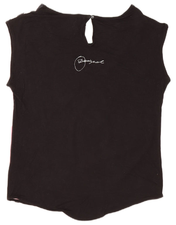 Tricou grafic supradimensionat pentru femei Desigual Top UK 10 Small Black Viscose