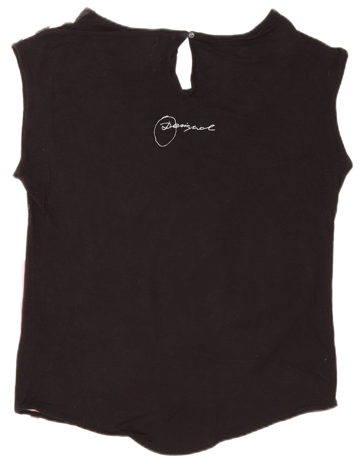 Tricou grafic supradimensionat pentru femei Desigual Top UK 10 Small Black Viscose