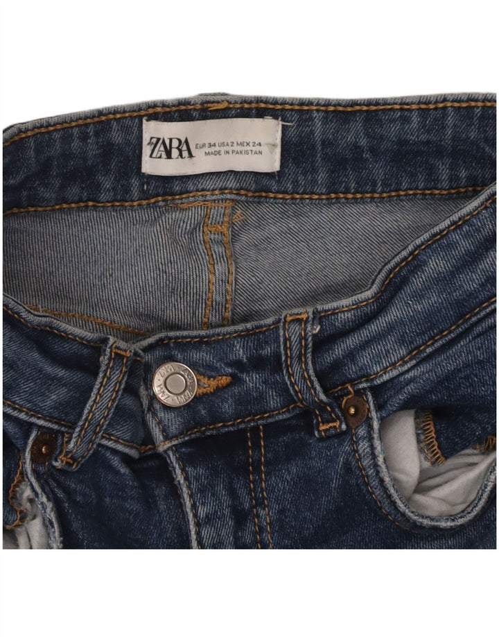 ZARA Womens Crop Bootcut Jeans EU 34 2XS W24 L25 Blue