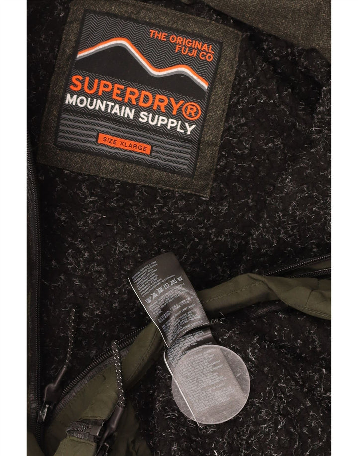 SUPERDRY Jachetă căptușită cu glugă pentru bărbați UK 42 XL Kaki Poliester color bloc