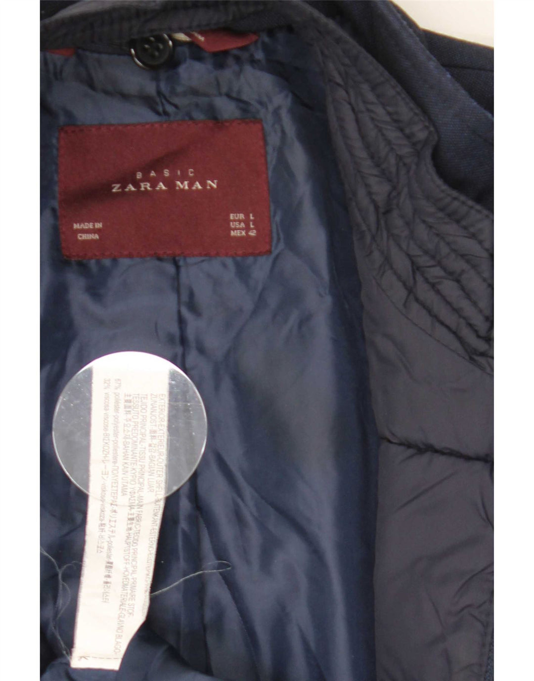 Blazer pentru bărbați Zara, cu 4 nasturi, UK 40, mare, poliester bleumarin