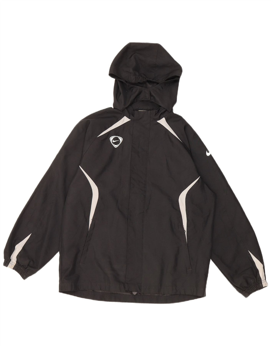 Jachetă de ploaie cu glugă NIKE pentru băieți 12-13 ani, mare, negru, poliester color bloc